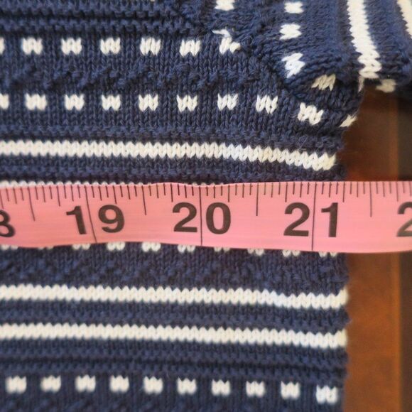 BROOKS BROTHERS TEXTURED KNIT SWEATER 3D COTTON navy WHITE L preppy casual red - Picture 11 of 11